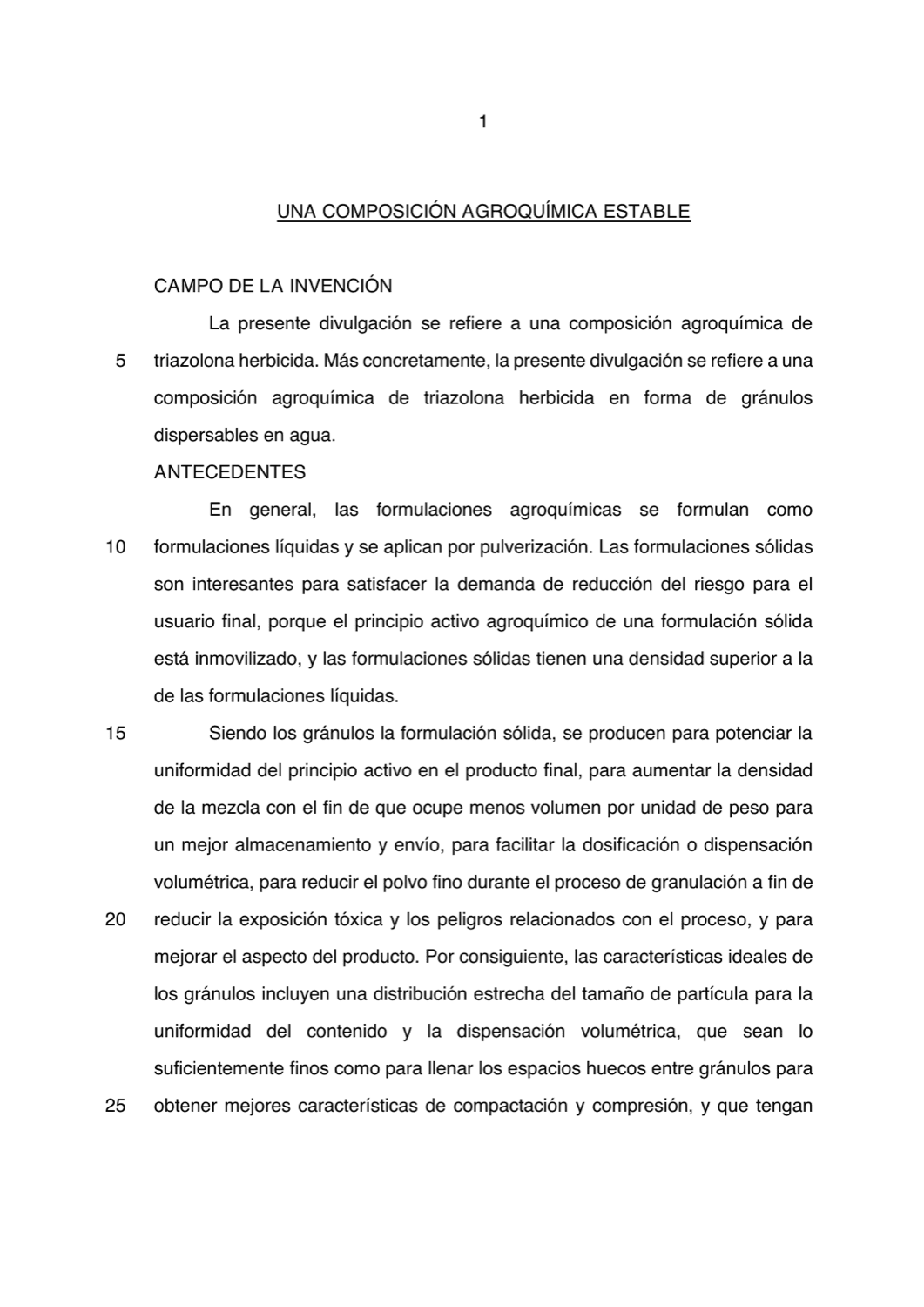 UNA COMPOSICIÓN AGROQUÍMICA ESTABLE