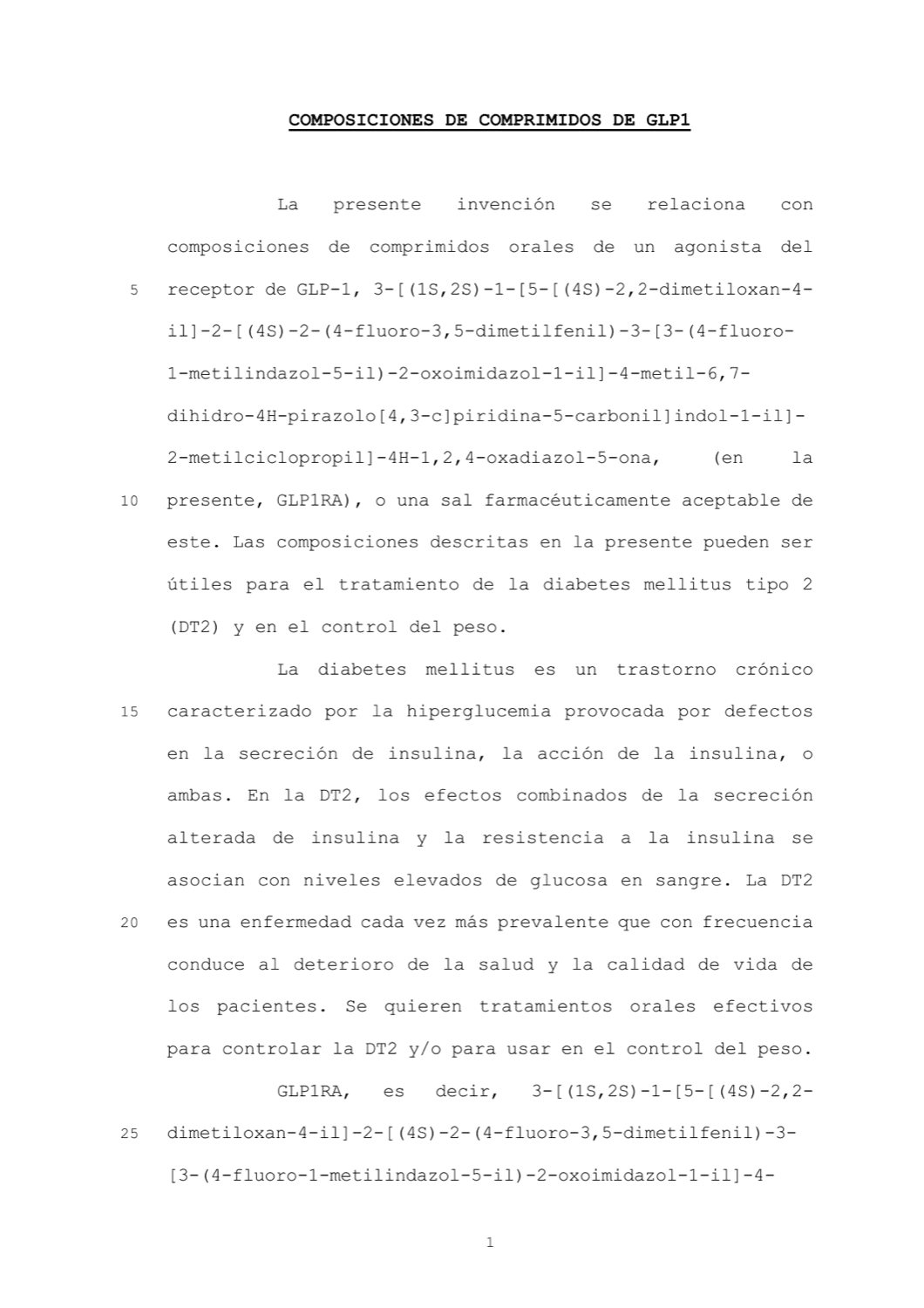 COMPOSICIONES DE COMPRIMIDOS DE GLP1