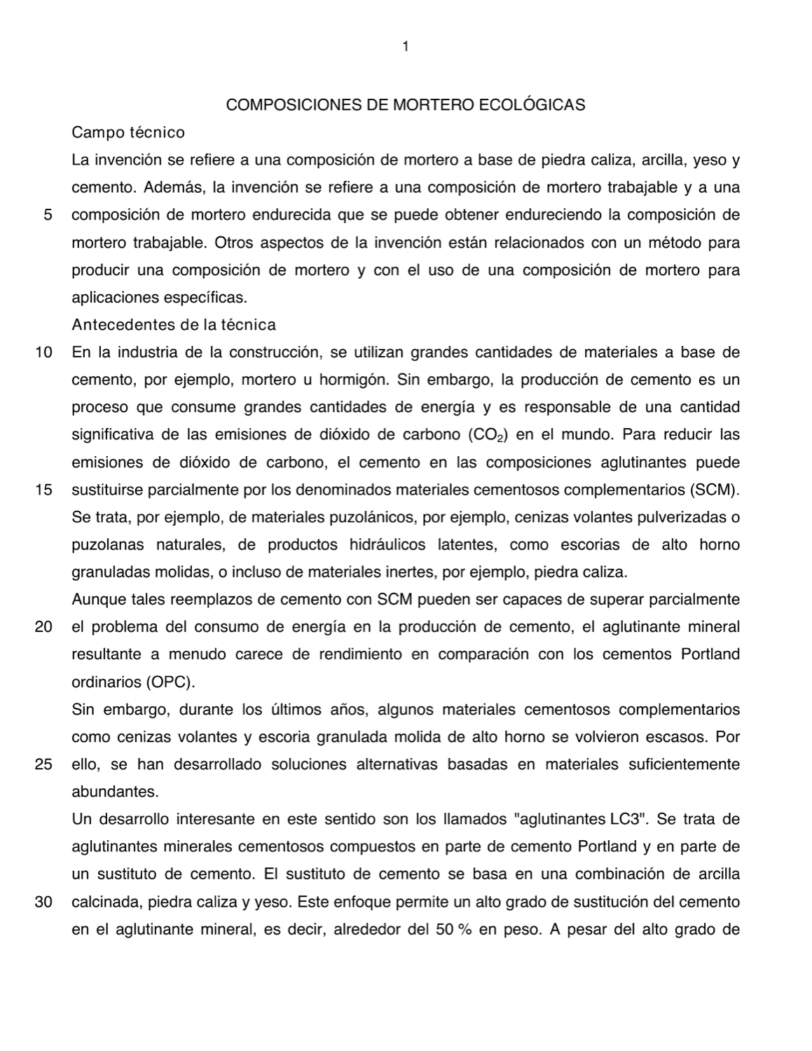 COMPOSICIONES DE MORTERO ECOLÓGICAS