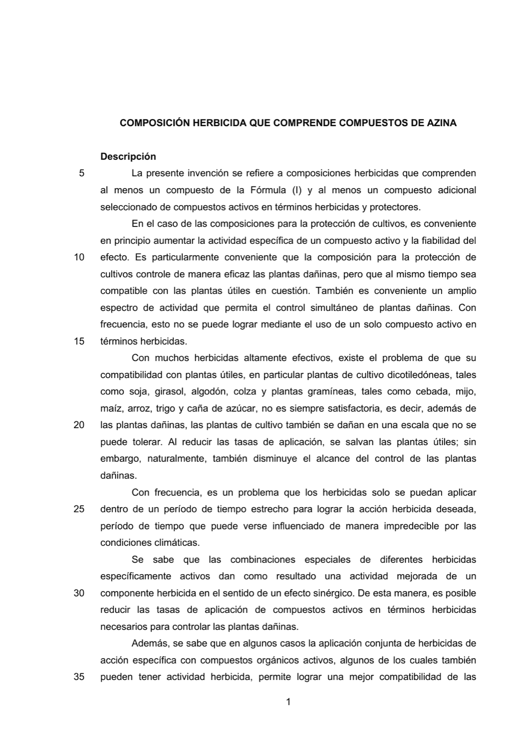 COMPOSICIÓN HERBICIDA QUE COMPRENDE COMPUESTOS DE AZINA