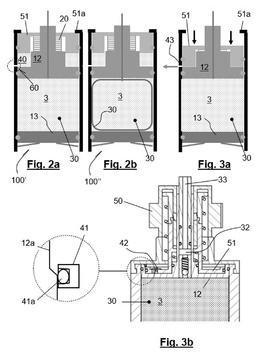 UN PROCEDIMIENTO Y UN SISTEMA PARA LA DISPENSACIÓN DE UNA DOSIS DE UN PRODUCTO LÍQUIDO O PASTOSO QUE OCUPA UN RECINTO DE ALMACENAMIENTO DE VOLUMEN VARIABLE EN UN CONTENEDOR