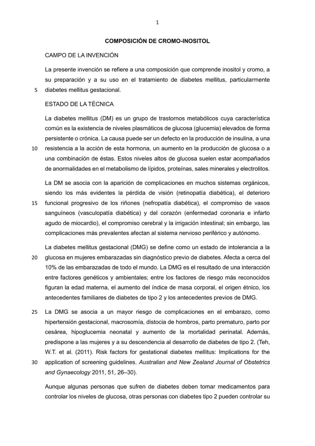 COMPOSICIÓN DE CROMO-INOSITOL