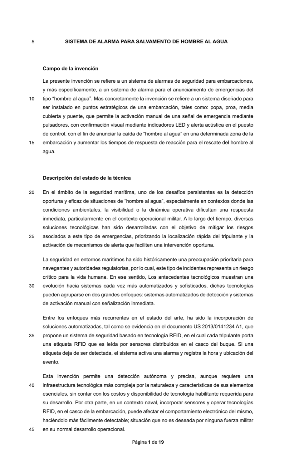 SISTEMA DE ALARMA PARA SALVAMENTO DE HOMBRE AL AGUA